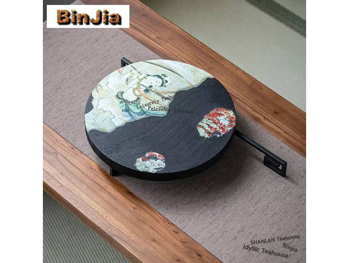 Assiette à bulles sèche Dunhuang chinoise, table de brassage à sec en bois massif, assiette à thé domestique, base de théière, table à thé de salon, service à thé Kung Fu