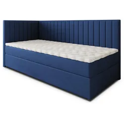 BOXBETT ARIS 80x200 cm mit Matratze und Topper, H2+H3 - Blau