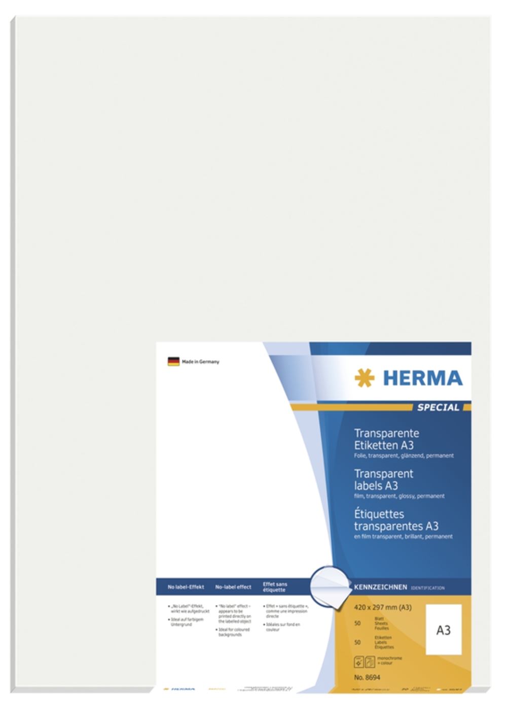 Herma 8694 A3-Etiketten 2.97x4.2 cm (50 Blatt (50 Etiketten))