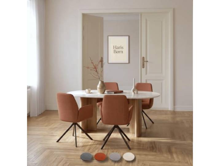 Haris Børn® Esszimmerstühle drehbar mit Armlehne (4er Set) Terracotta, Gestell schwarz - Esszimmerstuhl & Drehstuhl Esszimmer - Esstisch Stühle, Küchenstühle - 30 Tage risikofrei testen