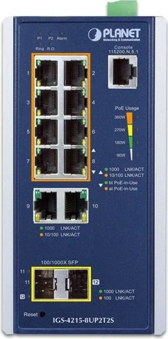 Planet Technology Industrial 8-Port Managed Switch IGS-4215-8UP2T2S