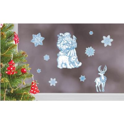 12x Weihnachten Fenstersticker verschiedene Designs Advent Dekoration Ambiente