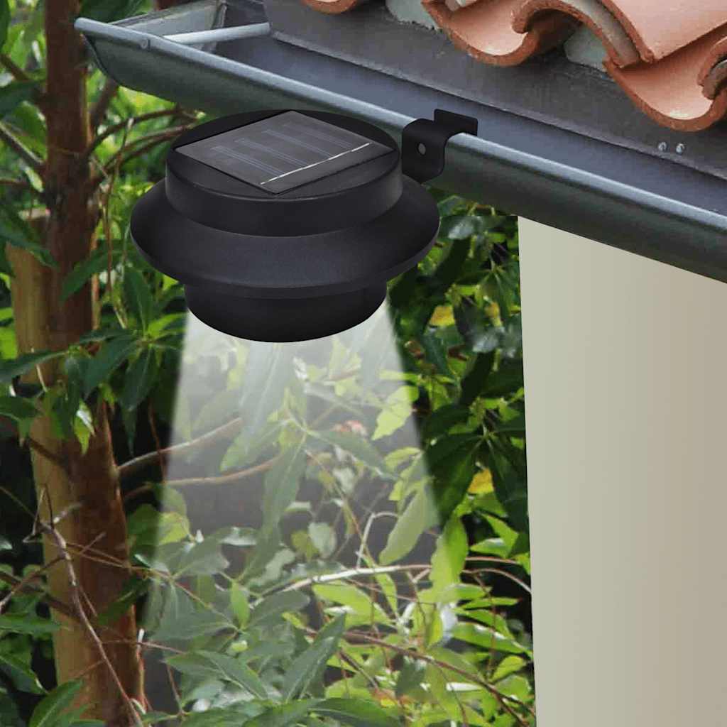 vidaXL Lámparas solares para valla exterior 12 uds LED negro Negro