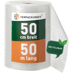 BB-Verpackungen GmbH 2 x Luftpolsterfolie (0,5 x 50 m) Knallfolie Noppenfolie Polsterfolie 2-lagig Typ 60 Umzug BB-Verpackungen