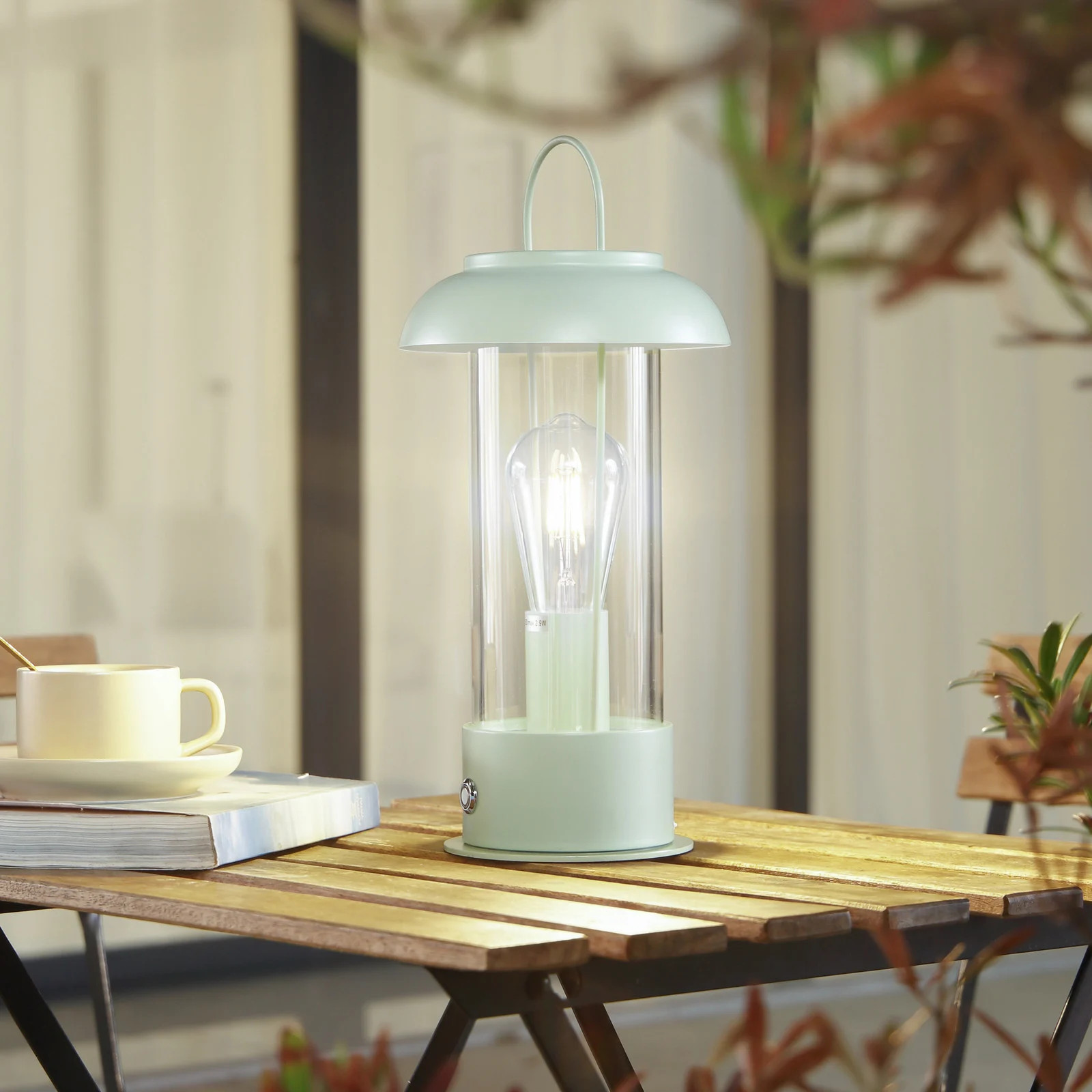 Lindby Yvette Draagbare Tafellamp IP44 Groen - Modern Metaal - Oplaadbaar