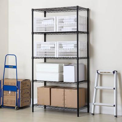WELLAND 5-Layer Black Plastic Coated Iron Shelf