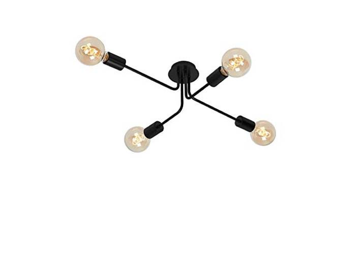 BRILONER Leuchten - Lampe de plafond 4-flamme\, plafonnier\, rétro\, vintage\, 4x E27 - max. 60 Watt\, métal\, noir\, 660x445x185mm (Lxlxh)