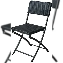 METRO PROFESSIONAL Bankett-Klappstuhl Vanimo, Stahl/Kunststoff, Rattan Optik, schwarz