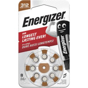 Energizer Hörgerätebatterie 312, 181 mAh, PR41, braun, Zink-Luft, 8 Stück