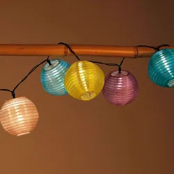 Solar-Lampion-Lichterkette 10 LED Partybeleuchtung Dekolicht Gartendeko warmweiß Warmweiß