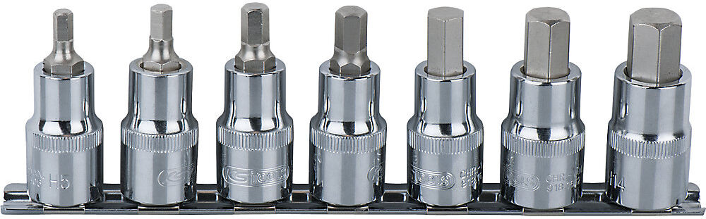 1/2'' CHROMEplus Bit-Stecknuss-Satz kurz, Innensechskant, 7 Teile KS Tools