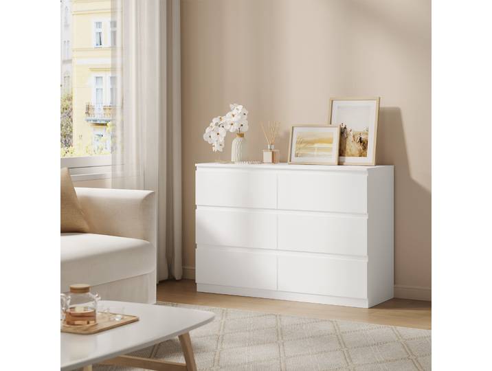 Commode de chambre à coucher WOLTU avec 5/6 tiroirs, armoire de rangement blanche, buffet blanc pour salon et couloir