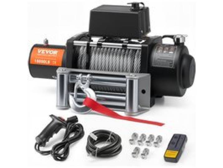 VEVOR Treuil électrique 8165 kg, treuil pour camion avec câble en acier Φ1,1 x 2590,8 cm, guide-câble, télécommande sans fil et filaire, étanche IP55, pour remorquage SUV, tout-terrain, camion, bateau