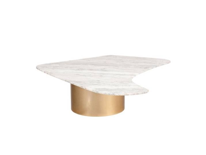 Table basse organique effet marbre et métal doré L127 cm Nova - Amadeus