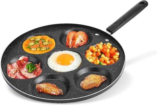Unyqoos koekenpan voor 7 pannenkoeken met anti-aanbaklaag