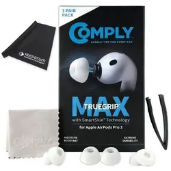 Comply Ohrstöpsel TrueGrip MAX für Airpods Pro 3 Weiss Grösse Mix mit Tuch (Apple AirPods Pro (3rd Gen.)), Kopfhörer Ersatzteile, Weiss