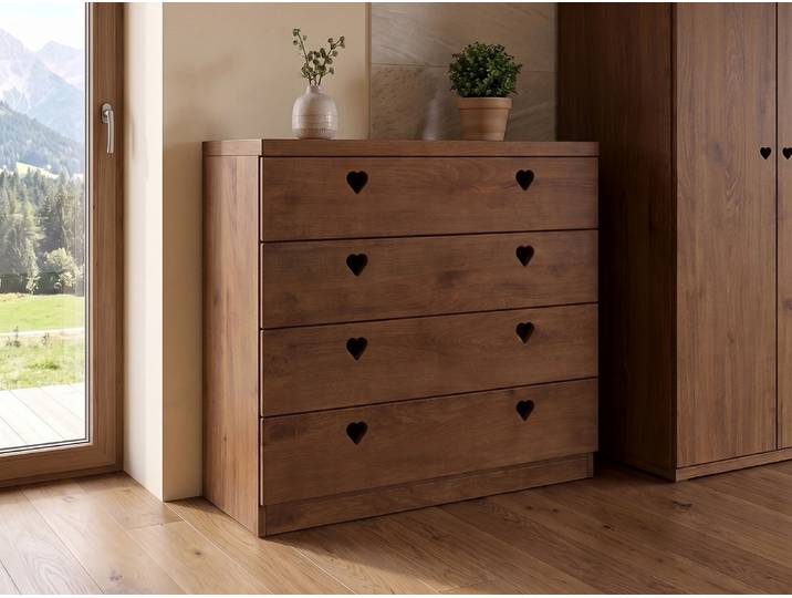 Kommode Kernbuche Dunkel „Heidi“ 100 cm Massivholz Buche Dunkel