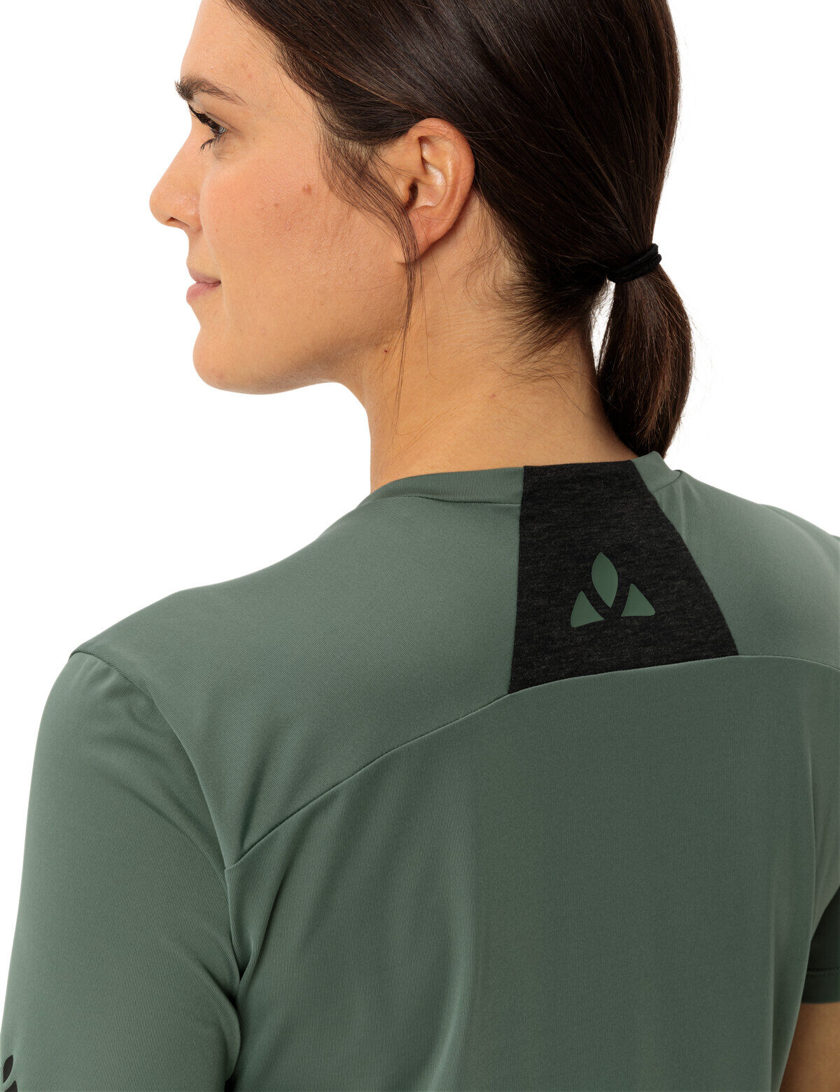 Funktionsshirt VAUDE "Wo Qimsa Logo Shirt", Damen, Gr. 42, grün (agave), Obermaterial: 86% Polyester, 14% Elasthan, normal, Rundhals, Shirts Funktionsshirt, sportlicher Schnitt, Kurzarm, sportlich, für Sport und Outdoor agave 42