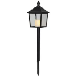 Grablaterne ,Flame Lantern mit LED-Kerze , Batterie und Timer , schwarz , 52cm