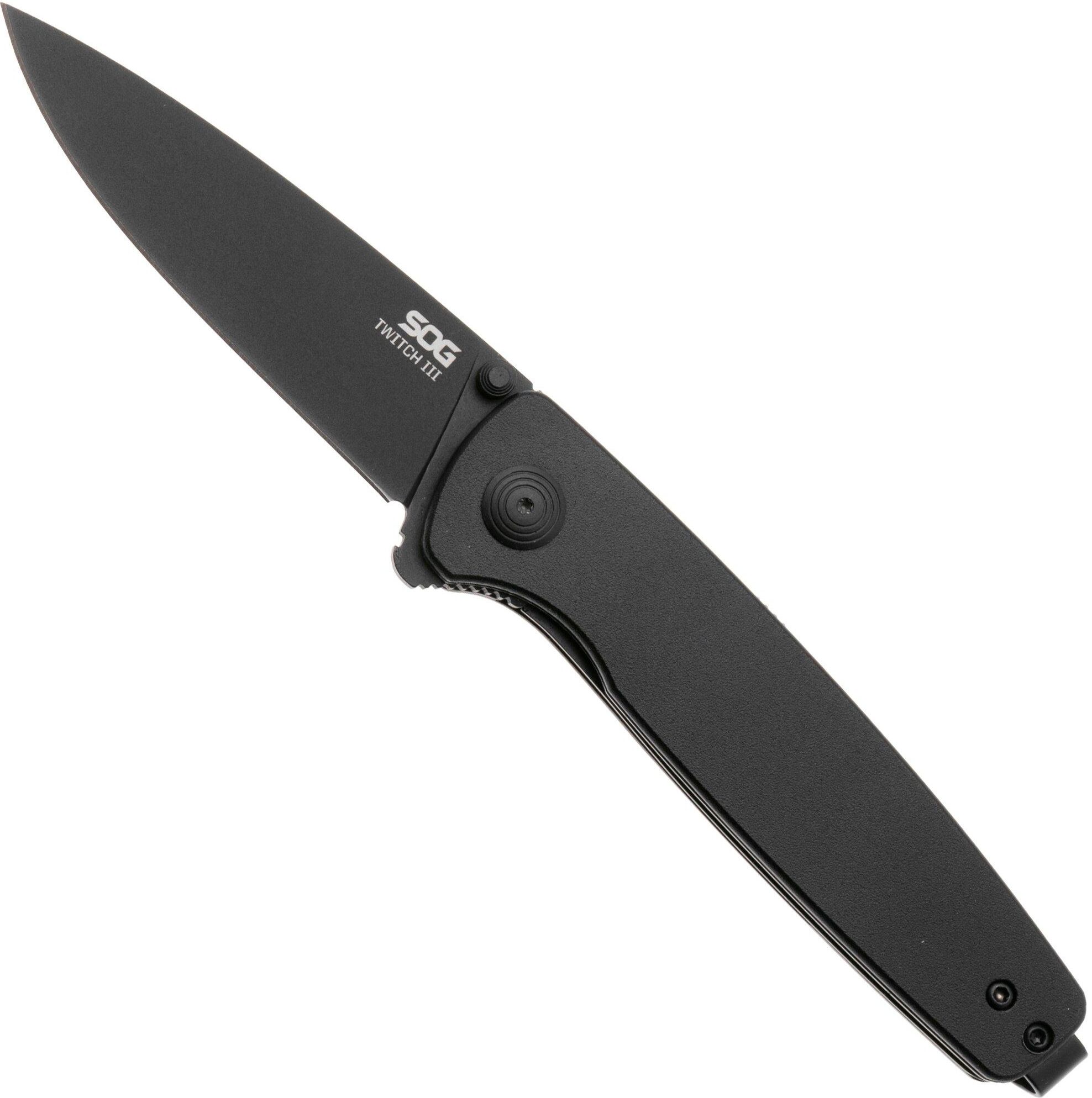 SOG Twitch III 11-15-01-43, Black 154CM, Blackout Aluminum coltello da tasca