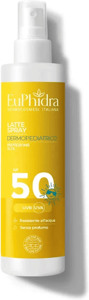 EuPhidra Latte Spray Solare Dermopediatrico SPF 50+ per Bambini Pelle Sensibile