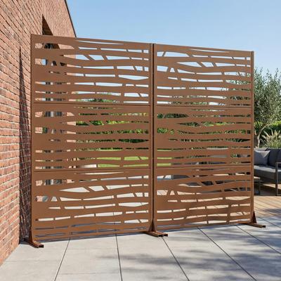Dovelina Metal Privacy Screen Fence Panel with Stylish Pattern Set of 2