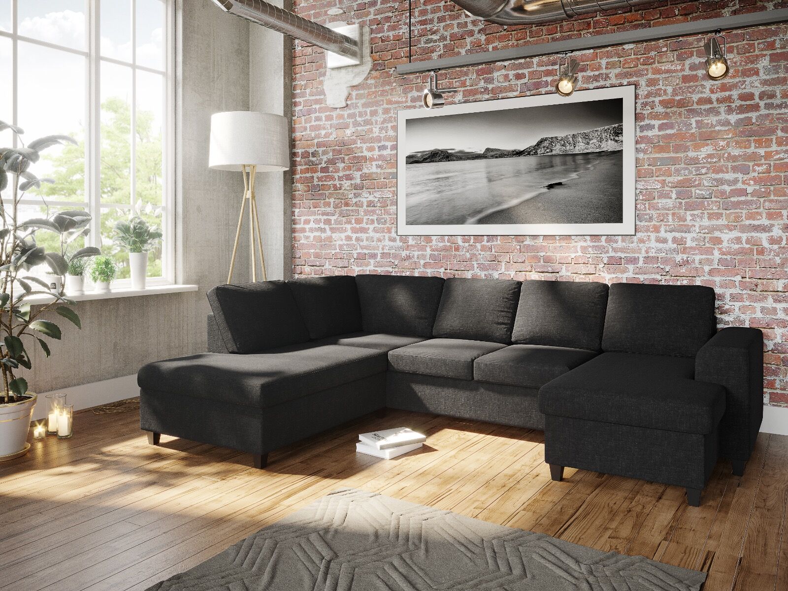 Holmsbu A3d U-Sofa Med Sjeselong - Antrasitt