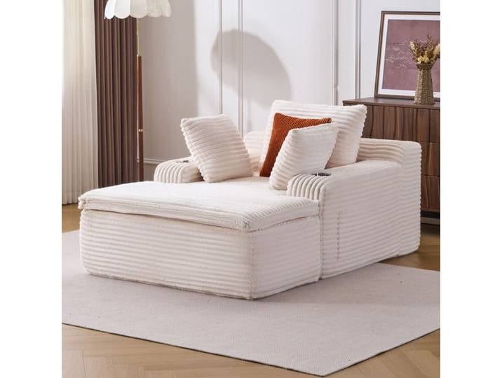 Canapé-lit sans os canapé moderne en nuage canapé avec chaise salon Beige En plus de trois coussins de base Aucun montage requis