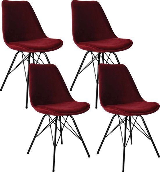 Kick Velvet Kuipstoelen Rood (set van 4)