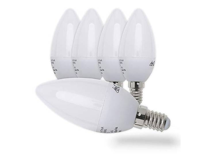 B.K.Licht - 5er Set LED Lampe E14 mit warmweißer Lichtfarbe, 5 Watt, 470 Lumen, LED Glühbirne, Leuchtmittel, Birne, Glühlampen, Kerze, Bulb, 3,7x10,6 cm, Weiß