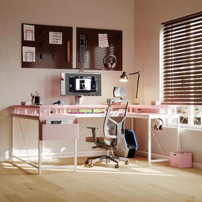 Garvee U-Shaped Computer Desk with Power Outlets & RGB Lights – Reversible l-Shaped Office Desk