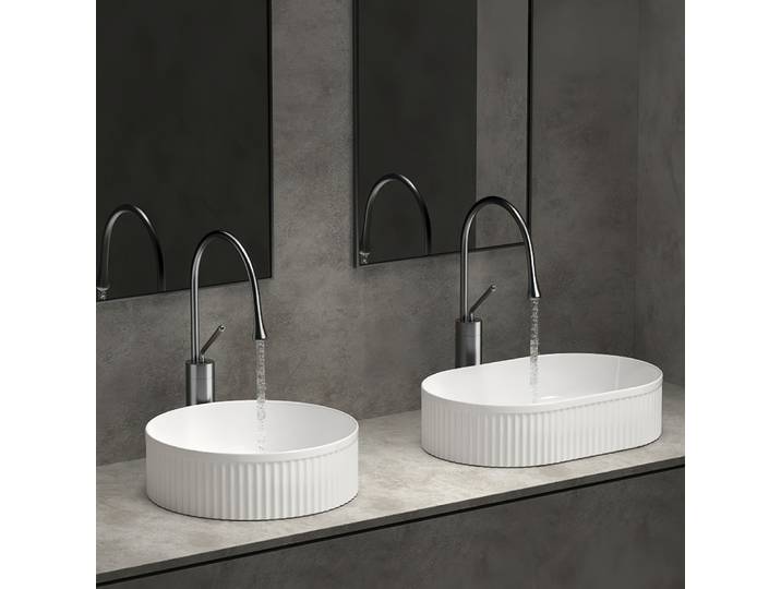 1 Grand lavabo de salle de bain en céramique moderne, lavabo de salle de bain, lavabo de meuble de salle de bain moderne (hors robinet), adapté pour salle de bain de balcon,