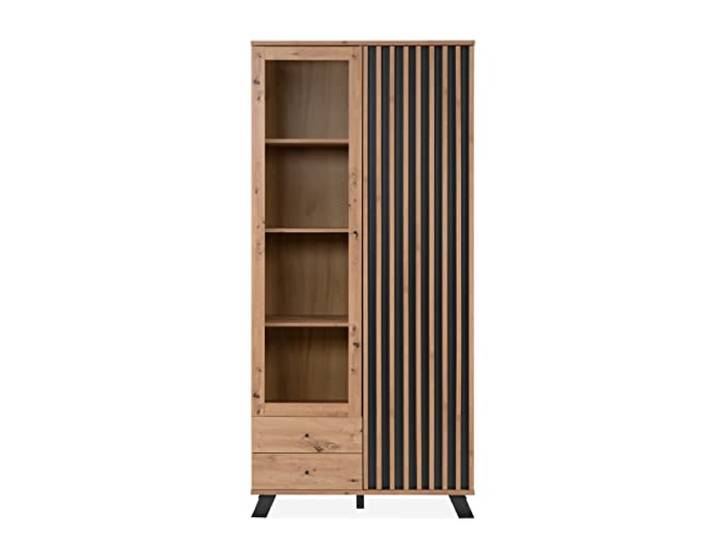 möbelando Standvitrine >Medan< (BxHxT: 92x198x40 cm) in Artisan Oak/Anthrazit