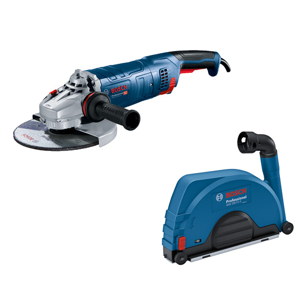 Bosch Kombi-Set: GWS 24-230 JZ + GDE 230 FC-S / 230-mm Winkelschleifer mit Full Cover Absaughaube 0615A5004S