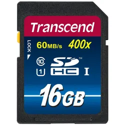Transcend Premium 400x (16 GB, SDHC, U1, UHS-I), Speicherkarte, Schwarz