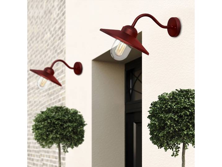 Applique d'extérieur Klampenborg, rouge, acier inoxydable, IP44 - Elstead - Terrasse - Rustique - Lanterne