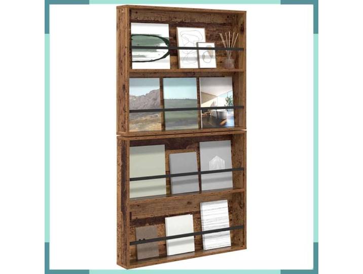 Étagère à magazines - 890849 - Bois ancien - Bois d'ingénierie - 2 étagères 80x12x70 cm