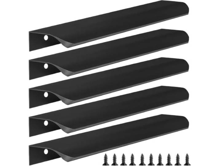 Schranktürgriff 5 Stück stanzfreie Schrankgriffe Aluminiumlegierung, flacher Fingergriff, glatte Kante, korrosionsbeständig, for Schubladen und Kleiderschränke(Length300mm)