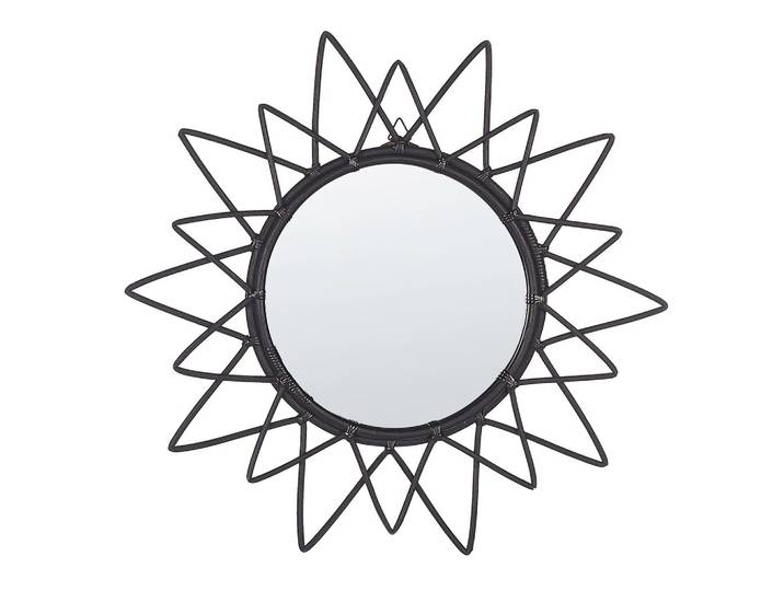 WANDSPIEGEL Rattan schwarz Sonnenform 61 cm Aroek