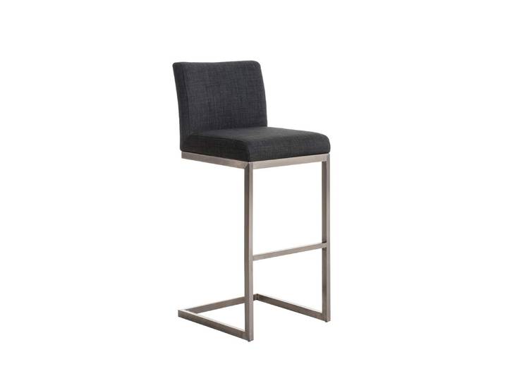 TPFLiving Barhocker Paragon Gestell Edelstahl Stoff - Dunkelgrau