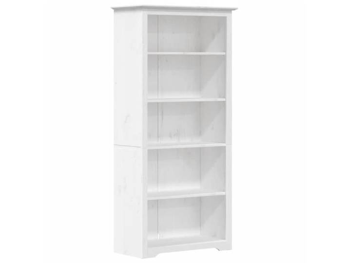 Bibliothèque - ASHATA - BODO - Bois de pin massif - 5 étagères - Blanc - 80x38x180 cm