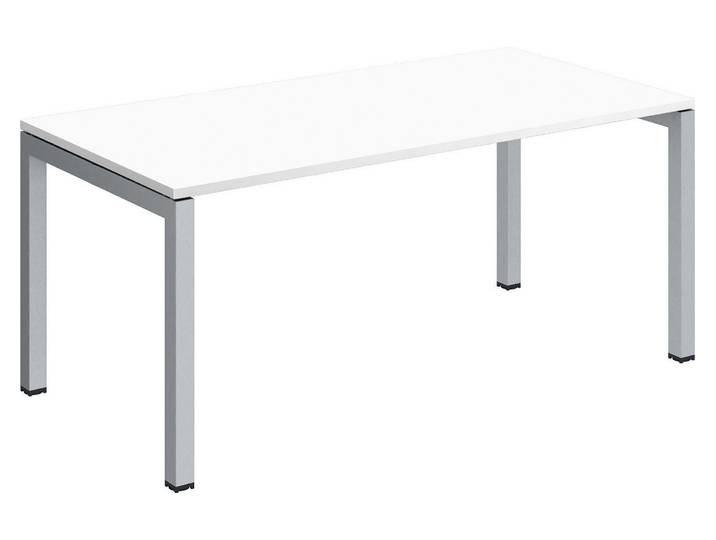 Bureau droit Arko blanc 160 cm piètement métal aluminium - - Bruneau