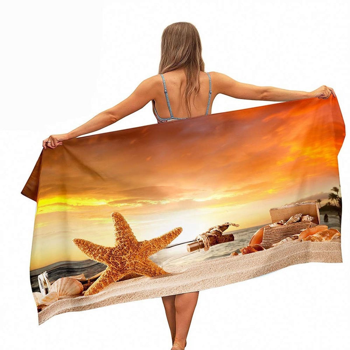 Solidchoice 3D Strandhanddoek van Microvezel met Oceaan Motief voor Volwassenen