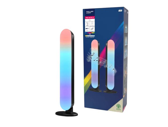 Müller-Licht LED-Tischlampe LED Light Bar, 2er, schwarz, RGBW, Kunststoff dimmbar, schwarz, für Wohn- / Esszimmer, Kunststoff, Modern