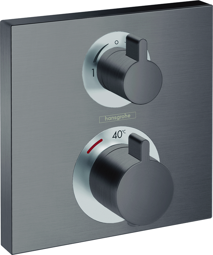 Hansgrohe Ecostat Square garniture set 15714340 thermostat, 2 consommateurs, encastré, chrome noir brossé