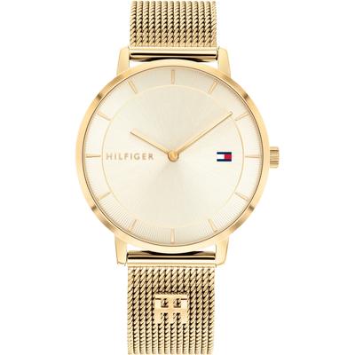 Quarzuhr TOMMY HILFIGER "TEA", gold (goldfarben, champagnerfarben), Armbanduhren, Damen, Quarzuhr, Armbanduhr, Damenuhr, Edelstahlarmband