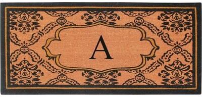 "A1 Home Collections Uriel Bleached Coir Anti-shred Monogrammed Doormat, 30"" X 60"""