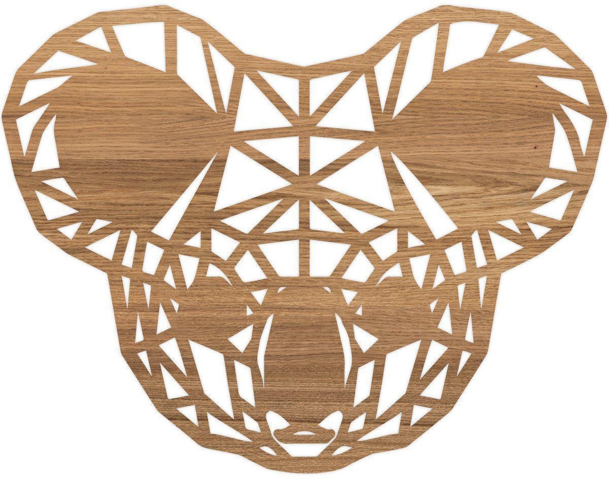 WoodWideCities Geometrische Dieren Koala Wanddecoratie - Eikenhout - S (30 x 23 cm)