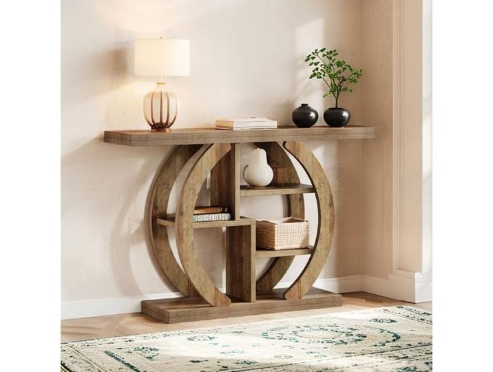 Table console - 108×29×82 cm - Avec trois étagères - Convient pour le salon derrière le canapé l'entrée le couloir