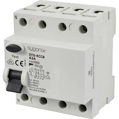 Sygonix SY-6438020 SYG-RCCB 3P+N/A63/10kA/30mA Fehlerstrom-Schutzschalter A 4polig 63 A 0.03 A 400 V/AC